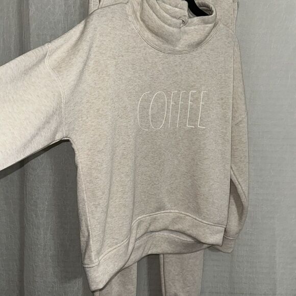 Rae Dunn. XS Oatmeal Heather 2pc Cowl Neck Pullover Jogger Lounge Sweat Set - Picture 4 of 13